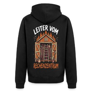 Leiter vom Rechenzentrum - Unisex Premium Bio Zip Hoodie - Schwarz - Hinten - Nico (187cm)