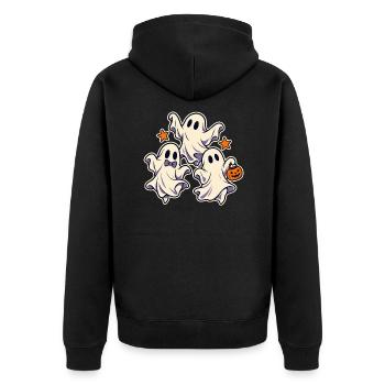 Drei tanzende Geister - Unisex Premium Bio Zip Hoodie - Schwarz - Hinten - Nico (187cm)