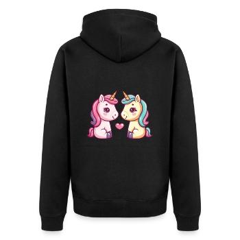 Unicorn Couple Love Couple In Love Cute - Unisex Premium Organic Zip Hoodie - black - Back - Nico (187cm)