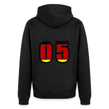 Maillot Allemagne numéro 5 - Veste à capuche bio Premium Unisexe - noir - Dos - Nico (187cm)