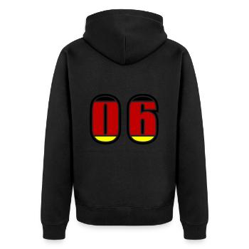 6 Nummer Deutschland Trikot - Unisex Premium Bio Zip Hoodie - Schwarz - Hinten - Nico (187cm)
