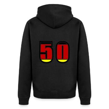 Maillot Allemagne numéro 50 - Veste à capuche bio Premium Unisexe - noir - Dos - Nico (187cm)