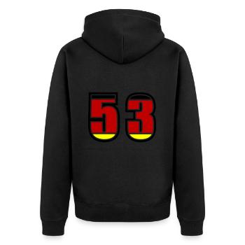 53 Numéro Allemagne Jersey - Veste à capuche bio Premium Unisexe - noir - Dos - Nico (187cm)