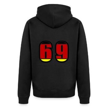 69 Number Germany Jersey - Unisex Premium Organic Zip Hoodie - black - Back - Nico (187cm)