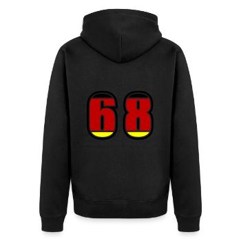 68 Nummer Deutschland Trikot - Unisex Premium Bio Zip Hoodie - Schwarz - Hinten - Nico (187cm)