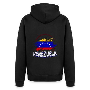 Venezuela Flag - Unisex Premium Organic Zip Hoodie - black - Back - Nico (187cm)