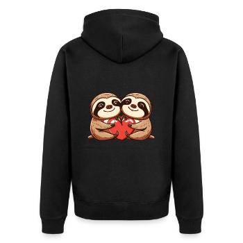 Sloth Couple In Love Animal Valentine's Day - Unisex Premium Organic Zip Hoodie - black - Back - Nico (187cm)
