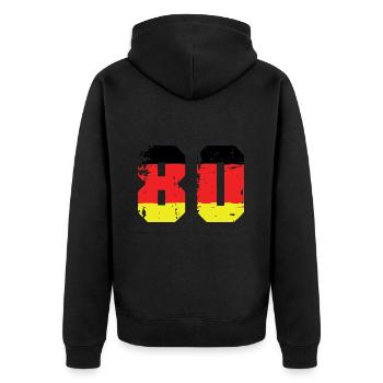 Maillot Allemagne numéro 80 - Veste à capuche bio Premium Unisexe - noir - Dos - Nico (187cm)