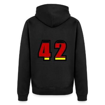 42 Nummer Deutschland Trikot - Unisex Premium Bio Zip Hoodie - Schwarz - Hinten - Nico (187cm)