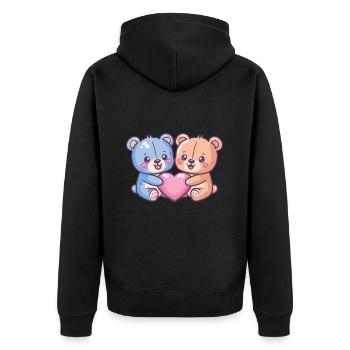 Ours Bande Dessinée Couple Amour - Veste à capuche bio Premium Unisexe - noir - Dos - Nico (187cm)