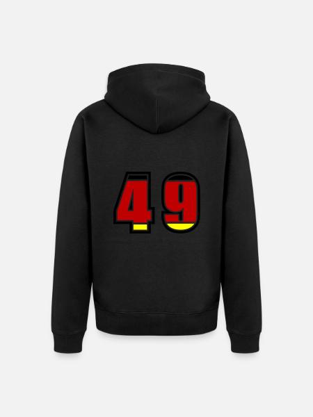 49 Number Germany Jersey - Unisex Premium Organic Zip Hoodie - black