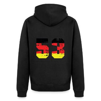 53 Numéro Allemagne Jersey - Veste à capuche bio Premium Unisexe - noir - Dos - Nico (187cm)