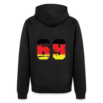 69 Number Germany Jersey - Unisex Premium Organic Zip Hoodie - black - Back - Nico (187cm)