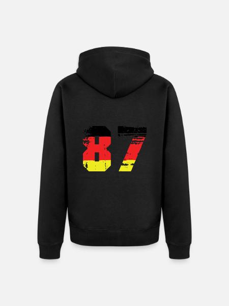 87 Number Germany Jersey - Unisex Premium Organic Zip Hoodie - black