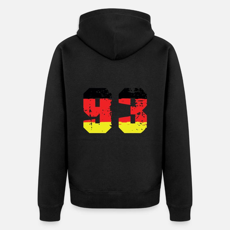 93 Numéro Allemagne Jersey - Veste à capuche bio Premium Unisexe - noir