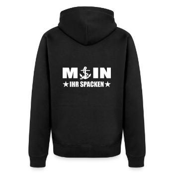 Moin - Unisex Premium Bio Zip Hoodie - Schwarz - Hinten - Nico (187cm)