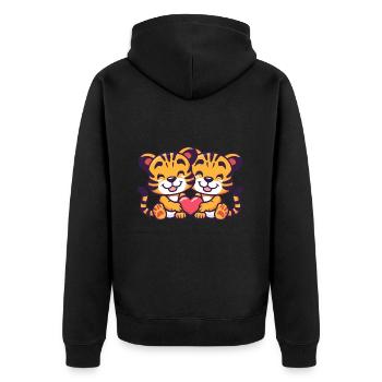 Tigre Couple Amour Couple Amoureux - Veste à capuche bio Premium Unisexe - noir - Dos - Nico (187cm)