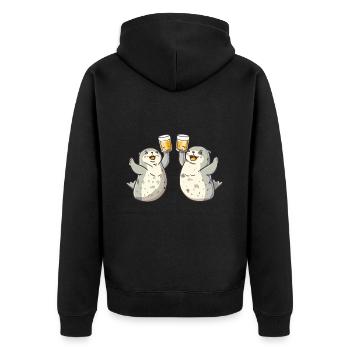 Phoque Animal Bière Drôle Alcool - Veste à capuche bio Premium Unisexe - noir - Dos - Nico (187cm)