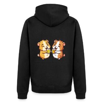 Hamster Beer Party Drink - Unisex Premium Organic Zip Hoodie - black - Back - Nico (187cm)