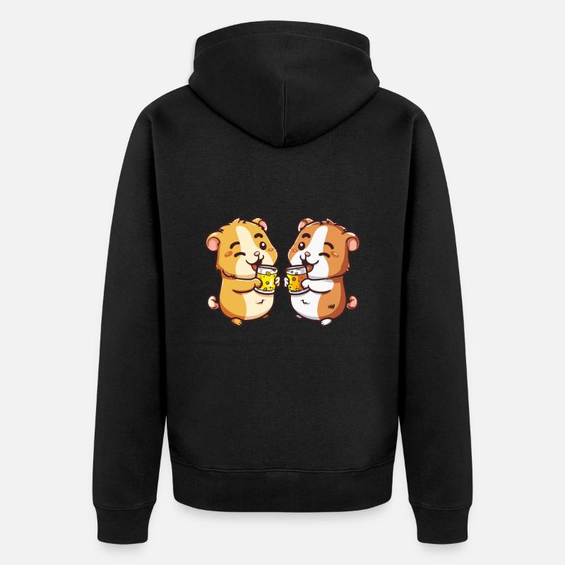Hamster bière Party boisson - Veste à capuche bio Premium Unisexe - noir