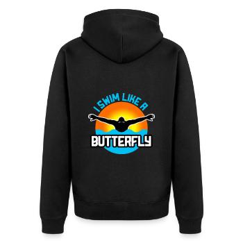 Swimming Breaststroke Swimmer - Unisex Premium Organic Zip Hoodie - black - Back - Nico (187cm)