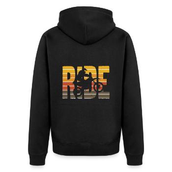 Ride motorcycle, motocross silhouette in the sun - Unisex Premium Organic Zip Hoodie - black - Back - Nico (187cm)
