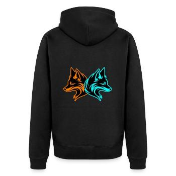 Fuchs Tier - Unisex Premium Bio Zip Hoodie - Schwarz - Hinten - Nico (187cm)