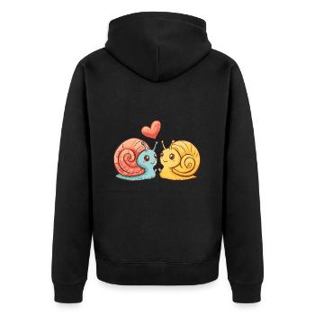 Couple d’escargots amoureux Animal Saint-Valentin - Veste à capuche bio Premium Unisexe - noir - Dos - Nico (187cm)