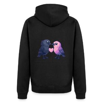 Corbeau Couple Corbeau Dans L’amour Animaux Saint Valentin - Veste à capuche bio Premium Unisexe - noir - Dos - Nico (187cm)