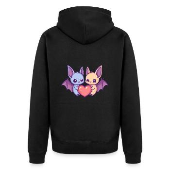 Fledermaus Paar Liebe Couple Verliebt - Unisex Premium Bio Zip Hoodie - Schwarz - Hinten - Nico (187cm)