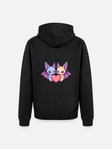 Bat Coppia Amore Coppia Innamorata - Felpa con cappuccio ecologica premium unisex - nero