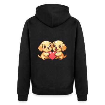 Golden Retriever Dogs Couple Love Couple In Love - Unisex Premium Organic Zip Hoodie - black - Back - Nico (187cm)