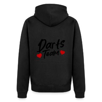 Darts Team - Unisex Premium Bio Zip Hoodie - Schwarz - Hinten - Nico (187cm)