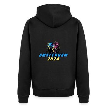Amsterdam 2024 Vacances Palmiers Colorés - Veste à capuche bio Premium Unisexe - noir - Dos - Nico (187cm)