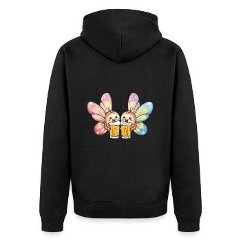 Schmetterling Bier Lustig Party - Unisex Premium Bio Zip Hoodie - Schwarz - Hinten - Nico (187cm)