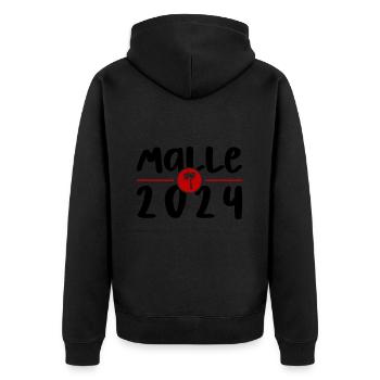 Malle 2024 - Unisex Premium Bio Zip Hoodie - Schwarz - Hinten - Nico (187cm)