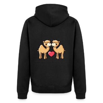 Chameau Couple Amour Couple Amoureux - Veste à capuche bio Premium Unisexe - noir - Dos - Nico (187cm)