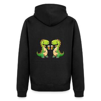 Dinosaurier brontosaurus Bier Saufen - Unisex Premium Bio Zip Hoodie - Schwarz - Hinten - Nico (187cm)