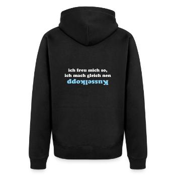 Ich freu mich so, ich mach nen kusselkopp - Unisex Premium Bio Zip Hoodie - Schwarz - Hinten - Nico (187cm)