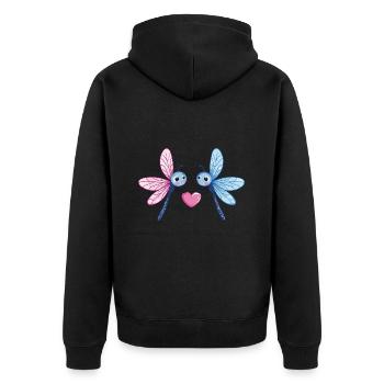 Libellule Couple Amour Couple Amoureux - Veste à capuche bio Premium Unisexe - noir - Dos - Nico (187cm)