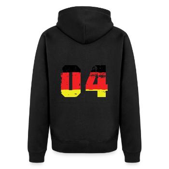 Maillot Allemagne numéro 4 - Veste à capuche bio Premium Unisexe - noir - Dos - Nico (187cm)