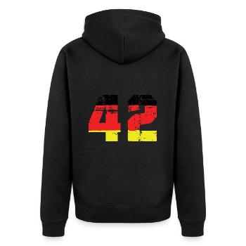 42 Numéro Allemagne Jersey - Veste à capuche bio Premium Unisexe - noir - Dos - Nico (187cm)