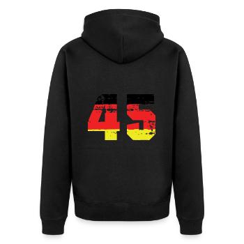 45 Numéro Allemagne Maillot - Veste à capuche bio Premium Unisexe - noir - Dos - Nico (187cm)