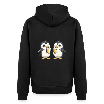 Pinguin Comic Bier Lustig Saufen - Unisex Premium Bio Zip Hoodie - Schwarz - Hinten - Nico (187cm)