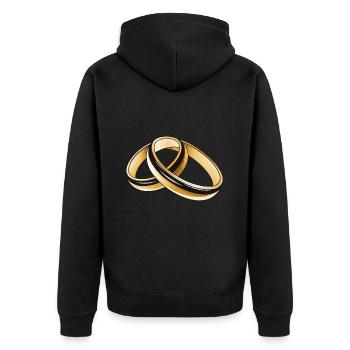 Anneaux de mariage symbole mariage - Veste à capuche bio Premium Unisexe - noir - Dos - Nico (187cm)