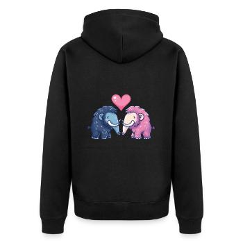 Mammouth Bande Dessinée Couple Amour - Veste à capuche bio Premium Unisexe - noir - Dos - Nico (187cm)
