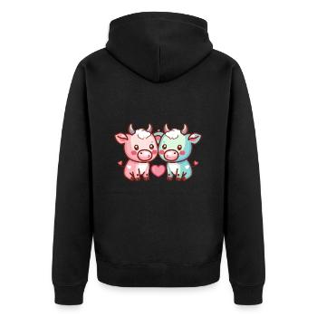 Taureau Couple Amour Couple Amoureux - Veste à capuche bio Premium Unisexe - noir - Dos - Nico (187cm)