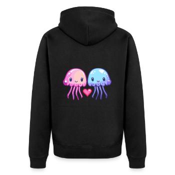 Méduse Couple Amour Couple Amoureux - Veste à capuche bio Premium Unisexe - noir - Dos - Nico (187cm)