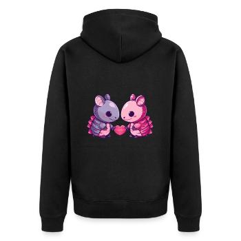 Gürteltier Paar Liebe Couple Verliebt - Unisex Premium Bio Zip Hoodie - Schwarz - Hinten - Nico (187cm)
