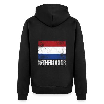 Retro Niederlande Flagge Holland - Unisex Premium Bio Zip Hoodie - Schwarz - Hinten - Nico (187cm)